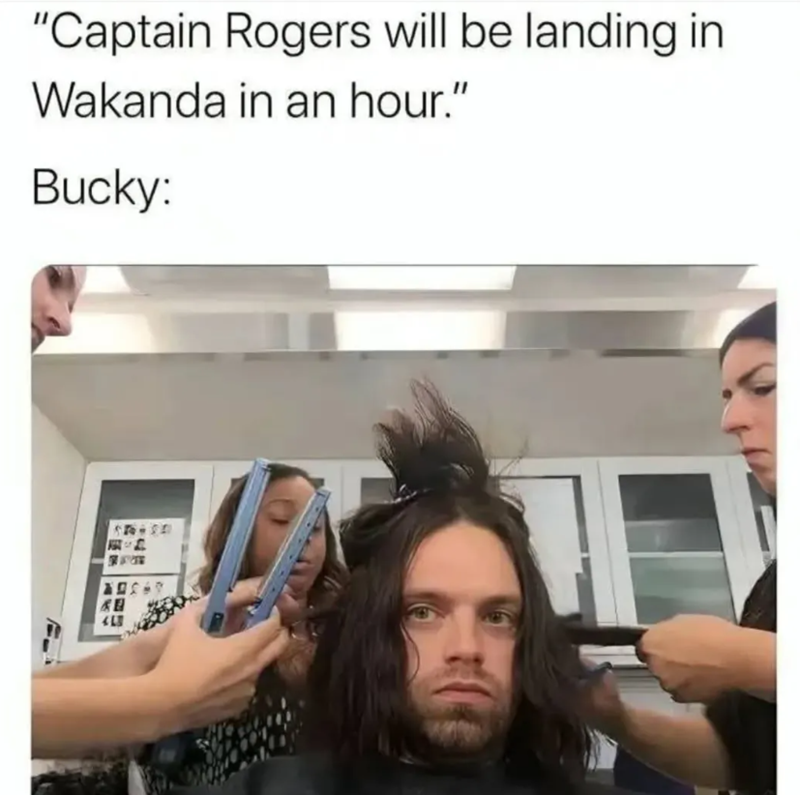 "Captain Rogers will be landing in Wakanda in an hour." Bucky: 190 SS ST. KB 4LB