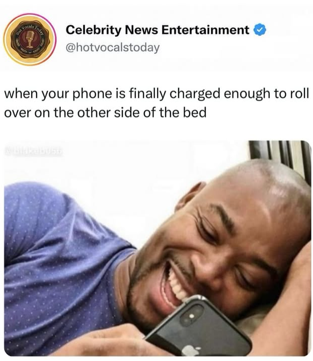 Vocala 1 Today Celebrity News Entertainment @hotvocalstoday when your phone is finally charged enough to roll over on the other side of the bed