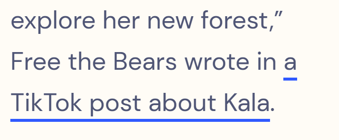 explore her new forest," Free the Bears wrote in a Tik Tok post about Kala.