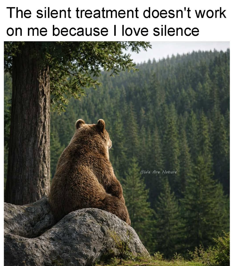 The silent treatment doesn't work on me because I love silence @We Are Nature