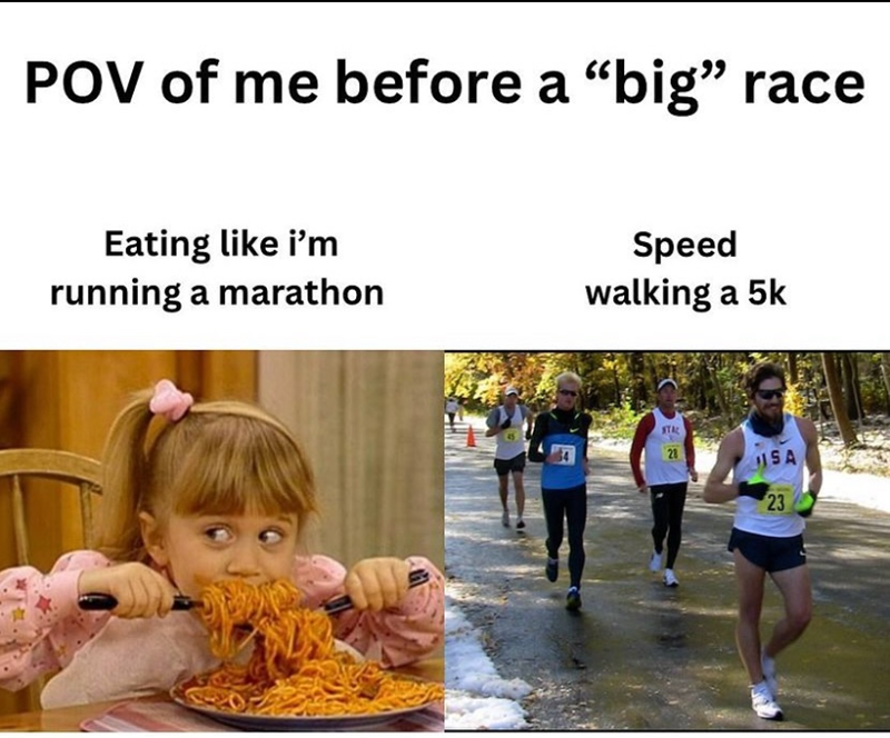 POV of me before a "big" race Eating like i'm running a marathon Speed walking a 5k STAL ISA 23
