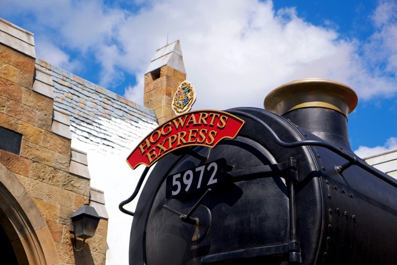 The Hogwarts Express at the amusement park.