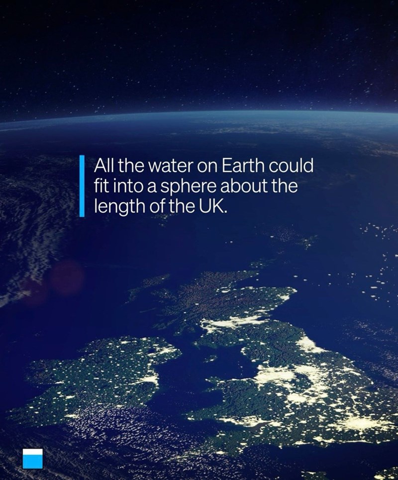 All the water on Earth could fit into a sphere about the length of the UK.