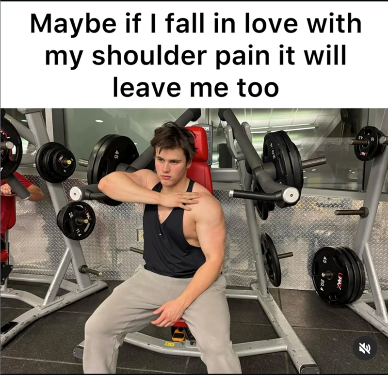 Maybe if I fall in love with my shoulder pain it will leave me too