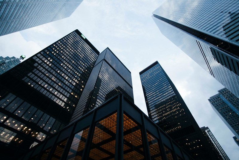 A corporate building from the outside.