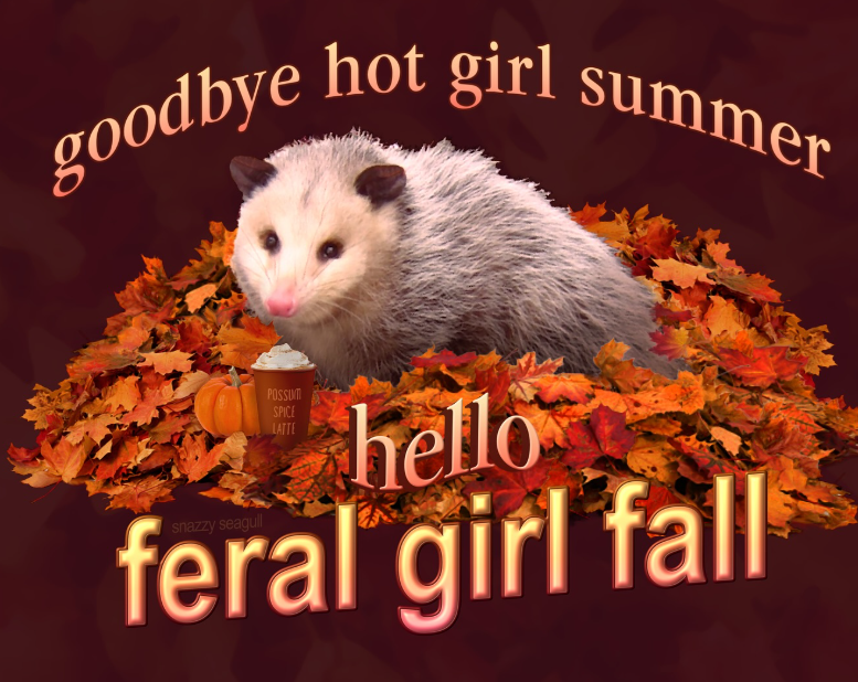 goodbye hot girl summer POSSUM SPICE LATTE hello feral girl fall