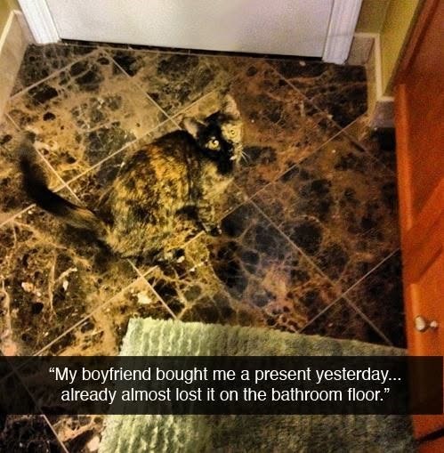 "My boyfriend bought me a present yesterday... already almost lost it on the bathroom floor."