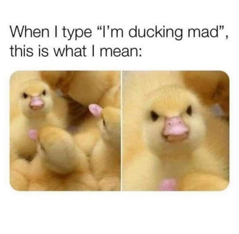 When I type "I'm ducking mad", this is what I mean: