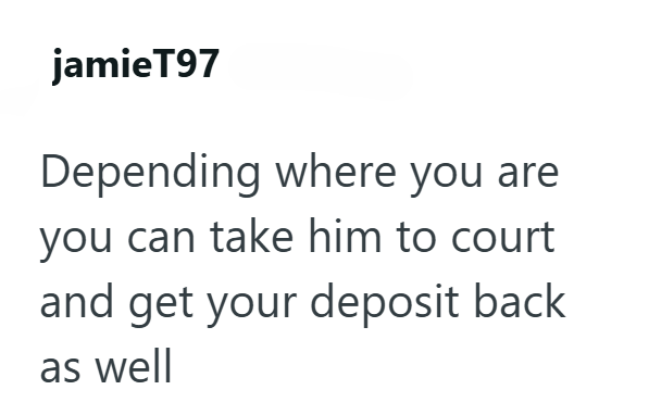 jamieT97 Depending where you are you can take him to court and get your deposit back as well