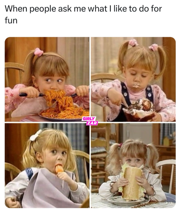 When people ask me what I like to do for fun GIRLY ZAR