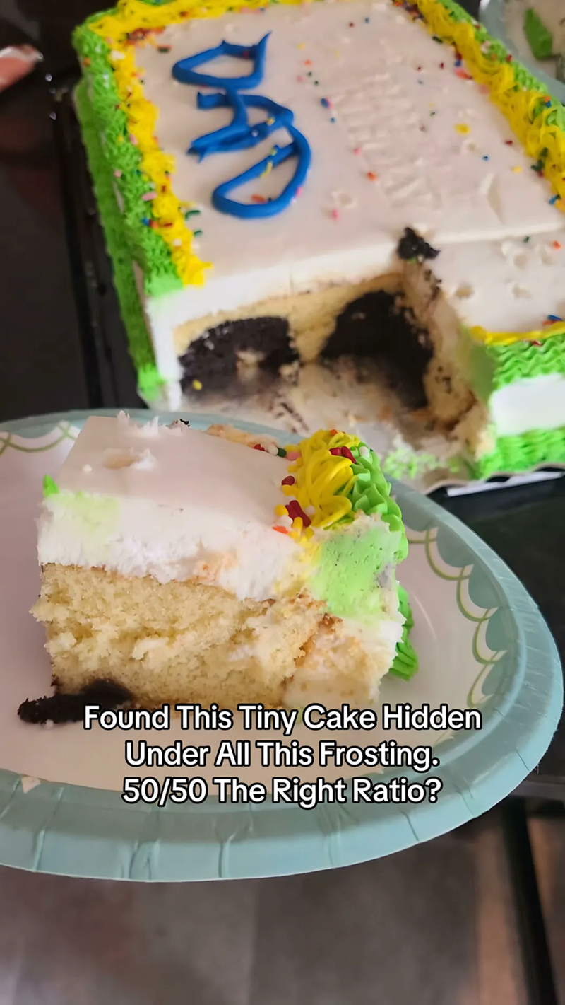 DAD Found This Tiny Cake Hidden Under All This Frosting. 50/50 The Right Ratio?