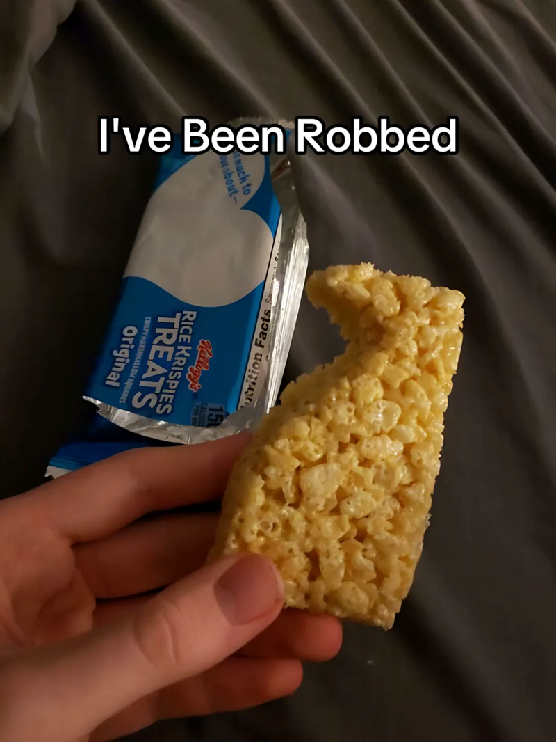 I've Been Robbed much to about- utrition Facts Sananne 15 CAL Kellogg's RICE KRISPIES TREATS CRISPY MARSHMALLOW SQUARES Original