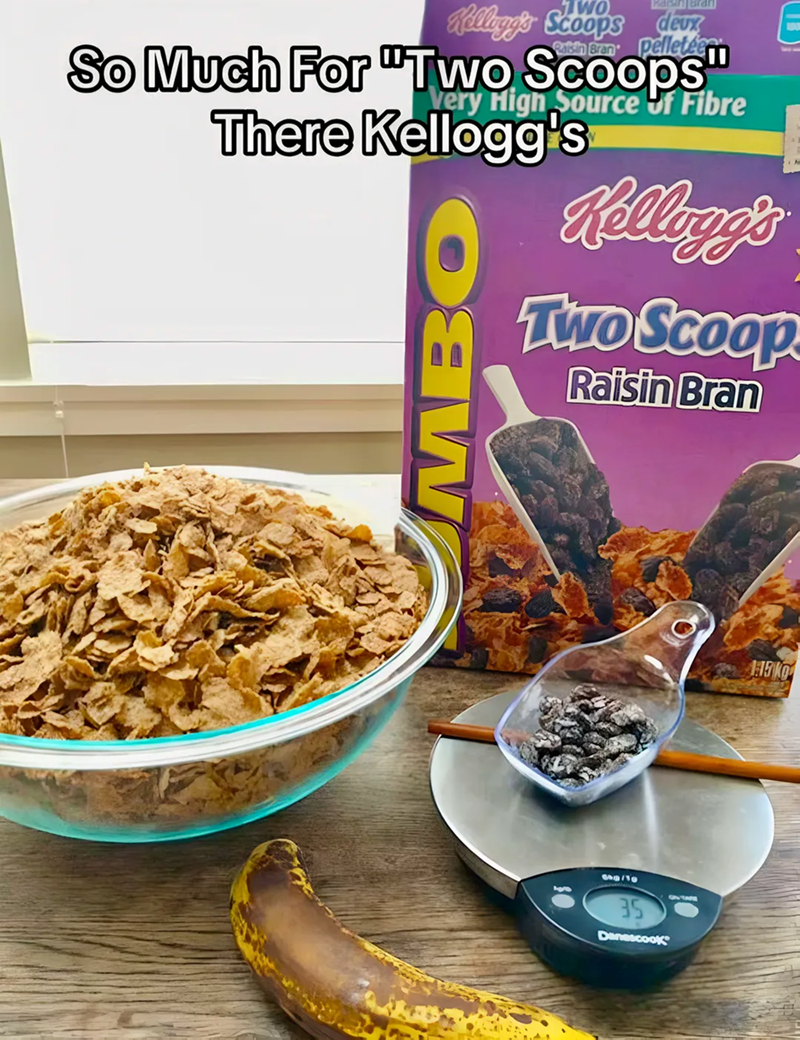 Kellogg's Scoops deux Pelletee So Much For "Two Scoops" Very High Source Uf Fibre There Kellogg's MBO Kellogg's Two Scoop Raisin Bran 9255 35 Danescook 1:15 Ko