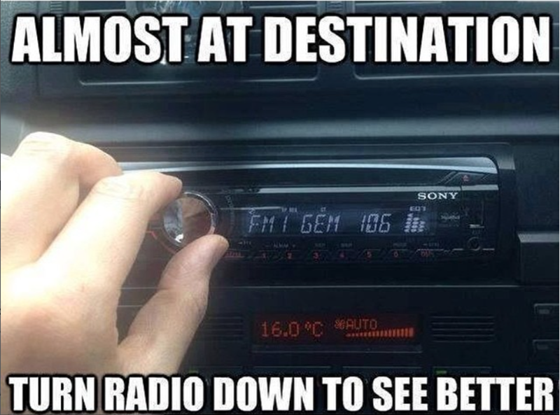 ALMOST AT DESTINATION FM GEM 106 EQT SONY 16.0°C AUTO TURN RADIO DOWN TO SEE BETTER