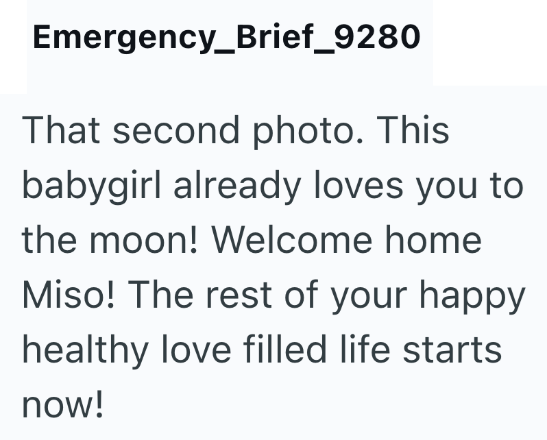 Emergency_Brief_9280 That second photo. This babygirl already loves you to the moon! Welcome home Miso! The rest of your happy healthy love filled life starts now!