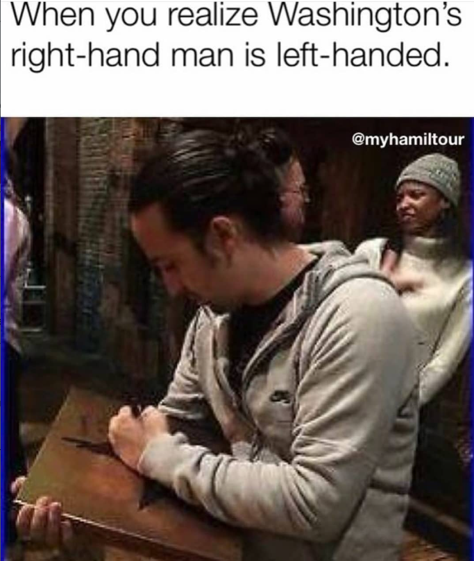 When you realize Washington's right-hand man is left-handed. @myhamiltour