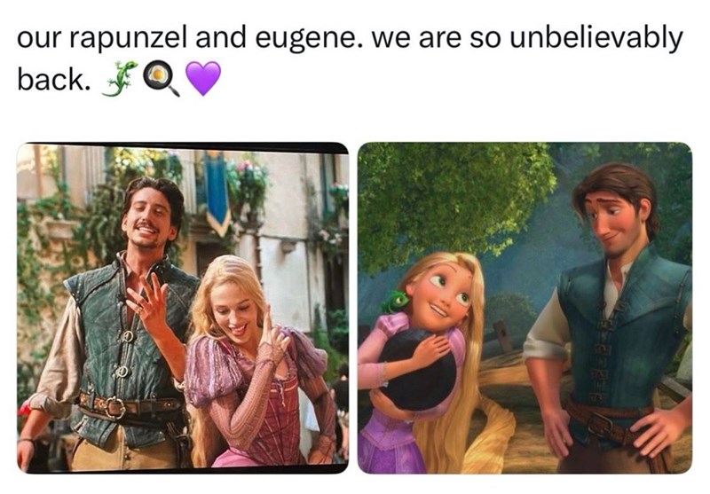 our rapunzel and eugene. we are so unbelievably back. Q❤