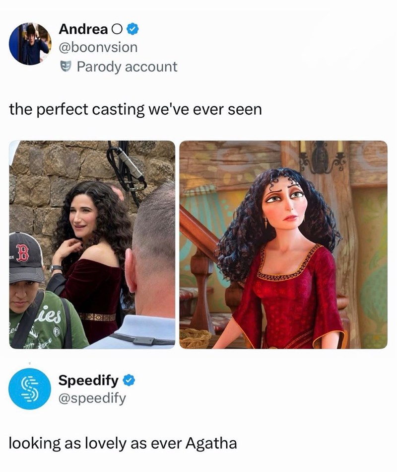 Andrea O @boonvsion Parody account the perfect casting we've ever seen B ox JOY ies S Speedify ❤ @speedify looking as lovely as ever Agatha