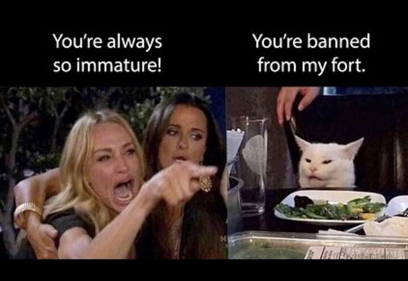 You're always so immature! You're banned from my fort.
