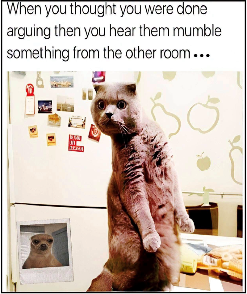 When you thought you were done arguing then you hear them mumble something from the other room... ש