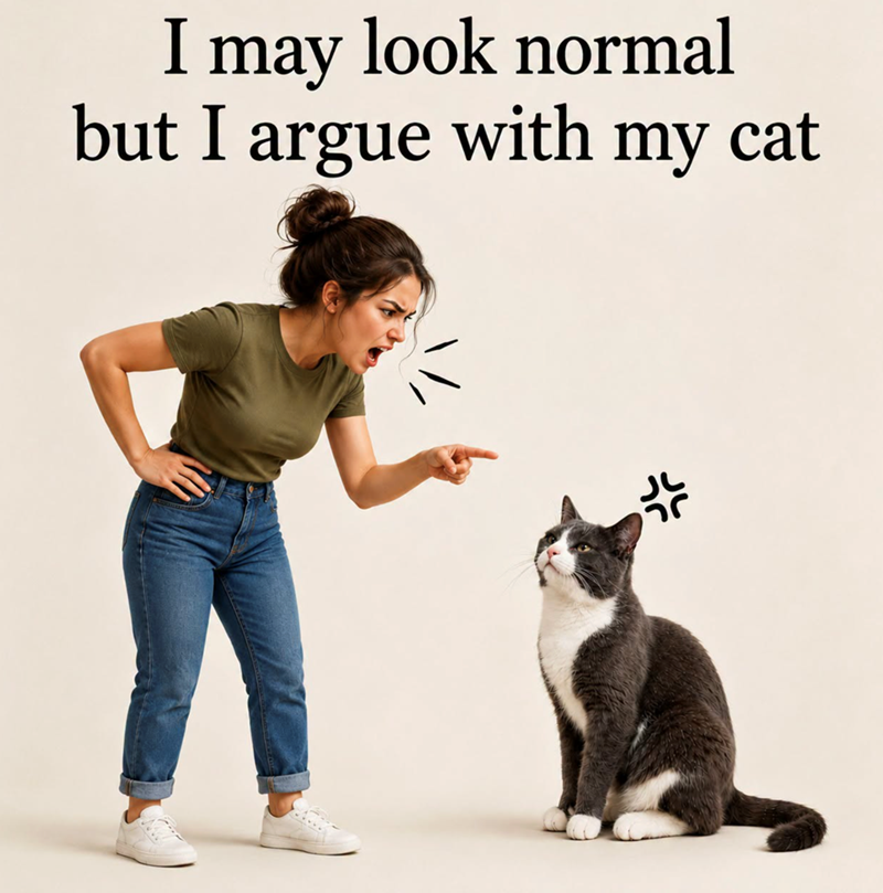 I may look normal but I argue with my cat