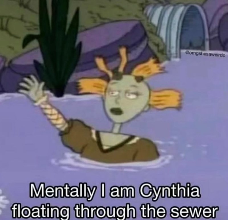 Comgshesaweirdo Mentally I am Cynthia floating through the sewer