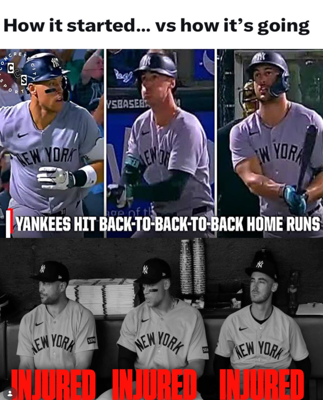 How it started... vs how it's going CRE C S NEW YORK Razy YSBASEB END Y W YORK ge of YANKEES HIT BACK-TO-BACK-TO-BACK HOME RUNS www K EW YORK STA NEW YORK ST EW YORK