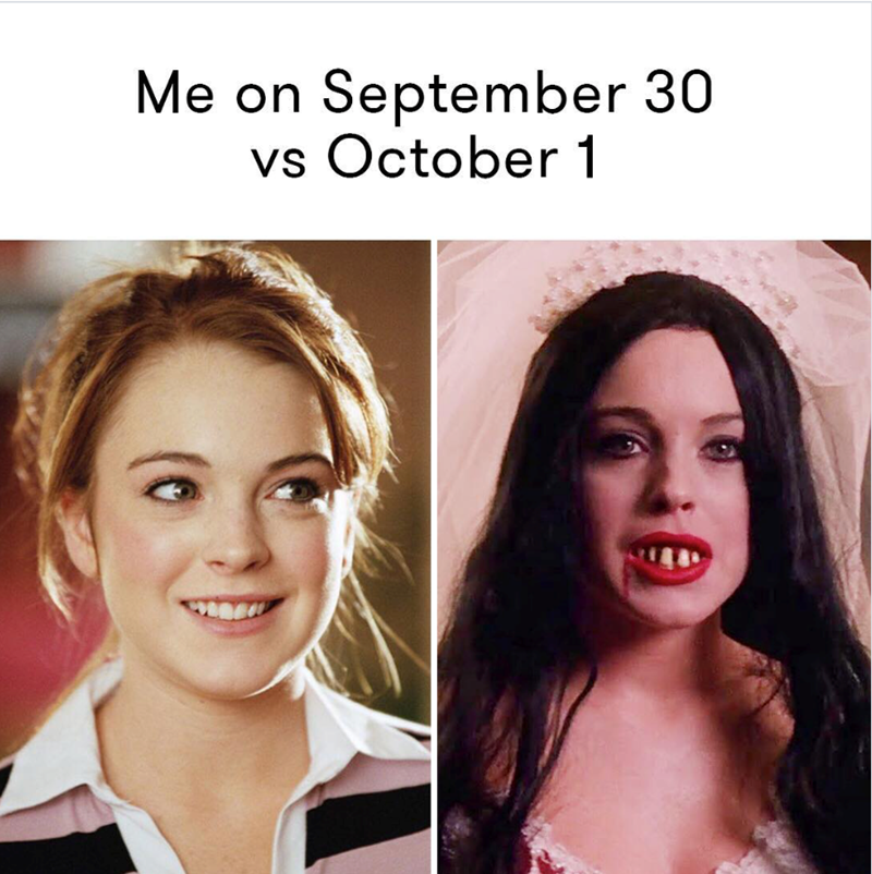 Me on September 30 vs October 1