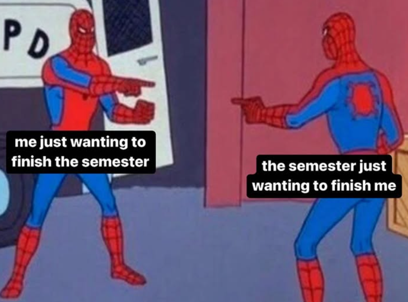 PD me just wanting to finish the semester the semester just wanting to finish me