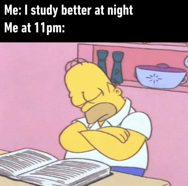 DE Me: I study better at night Me at 11pm: