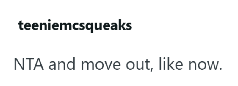 teeniemcsqueaks NTA and move out, like now.