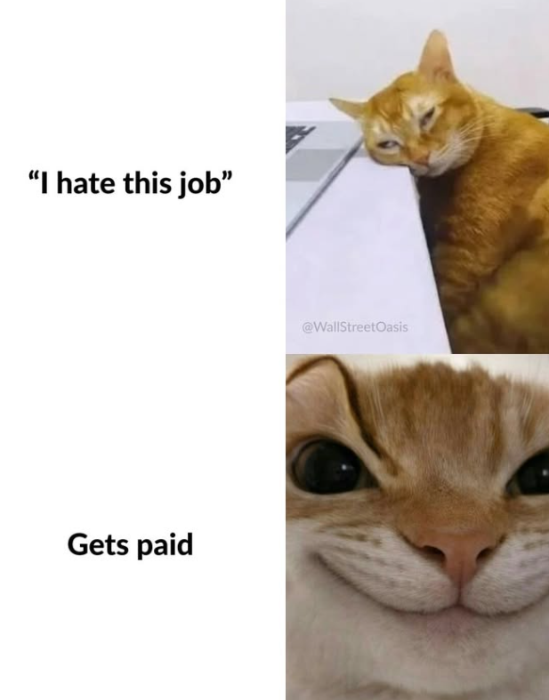 "I hate this job" Gets paid @WallStreetOasis