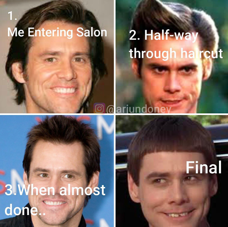1. Me Entering Salon 2. Half-way 3.When almost done.. through haircut @arjundoney Final