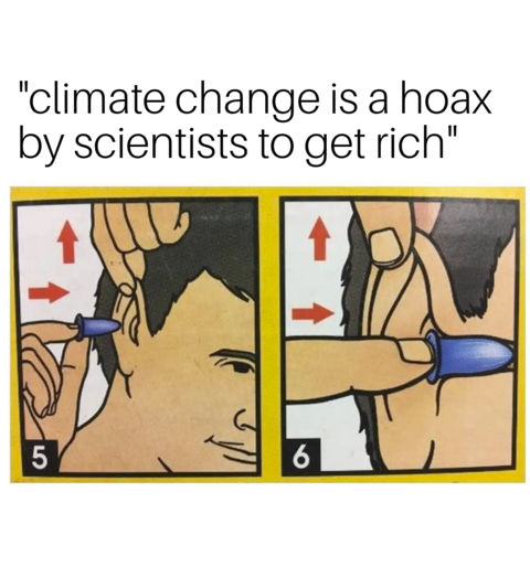 "climate change is a hoax by scientists to get rich" 5 6