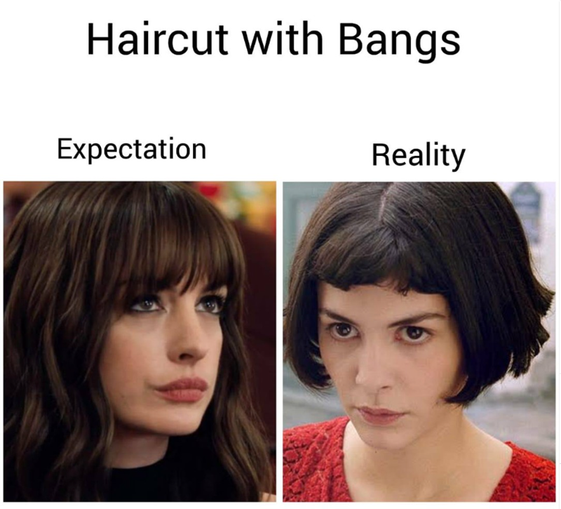 Haircut with Bangs Expectation Reality