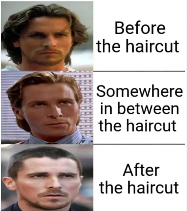 Before the haircut Somewhere in between the haircut After the haircut