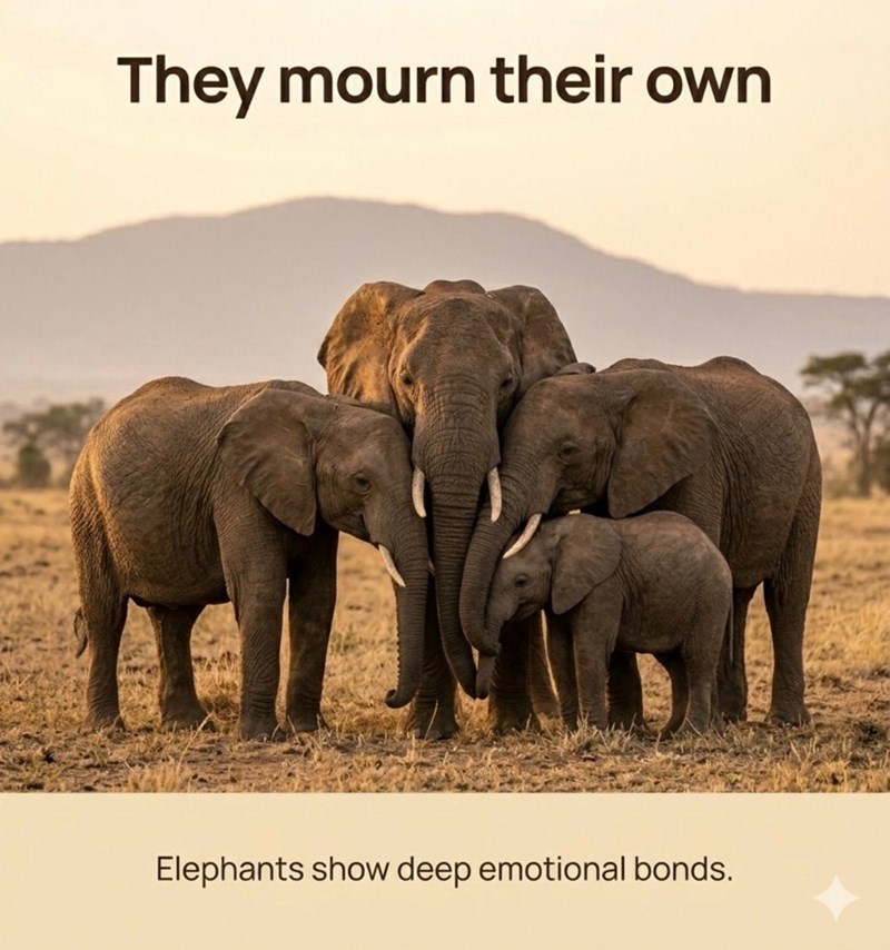 They mourn their own Elephants show deep emotional bonds.