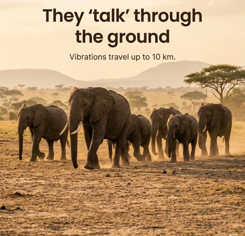 They 'talk' through the ground Vibrations travel up to 10 km.