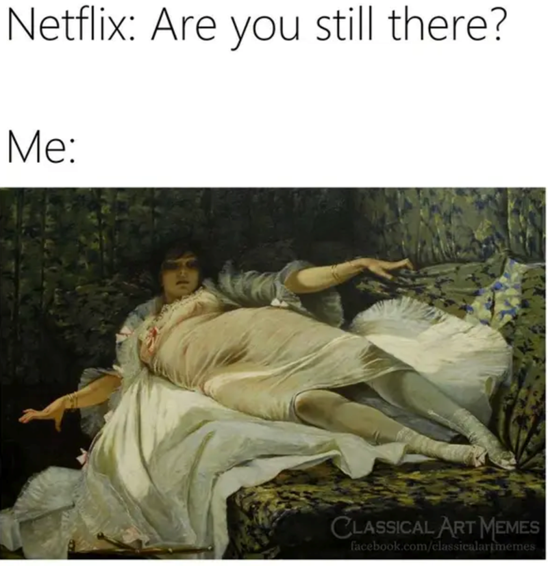 Netflix: Are you still there? Me: CLASSICAL ART MEMES facebook.com/classicalartmemes