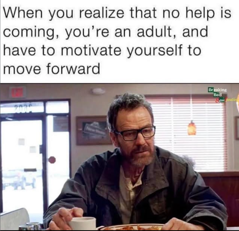 When you realize that no help is coming, you're an adult, and have to motivate yourself to move forward 2009 New Breaking Bad Sau postin