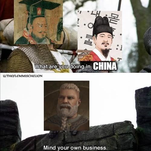 H What are you doing in CHINA U/THEFLEMMISCHELION Mind your own business. :1