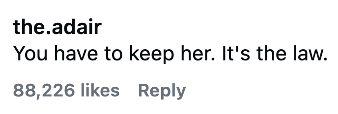 the.adair You have to keep her. It's the law. 88,226 likes Reply