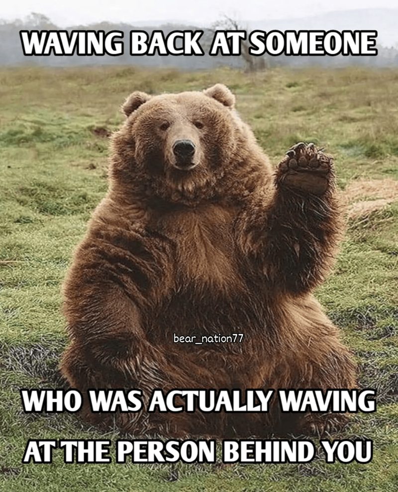 WAVING BACK AT SOMEONE bear_nation77 WHO WAS ACTUALLY WAVING AT THE PERSON BEHIND YOU