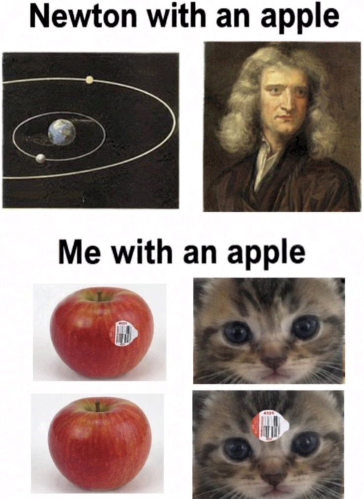 Newton with an apple Me with an apple 4121