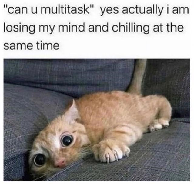 "can u multitask" yes actually i am losing my mind and chilling at the same time