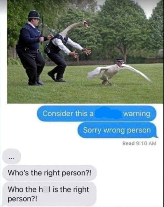 Consider this a warning Sorry wrong person Who's the right person?! Who the h I is the right person?! Read 9:10 AM