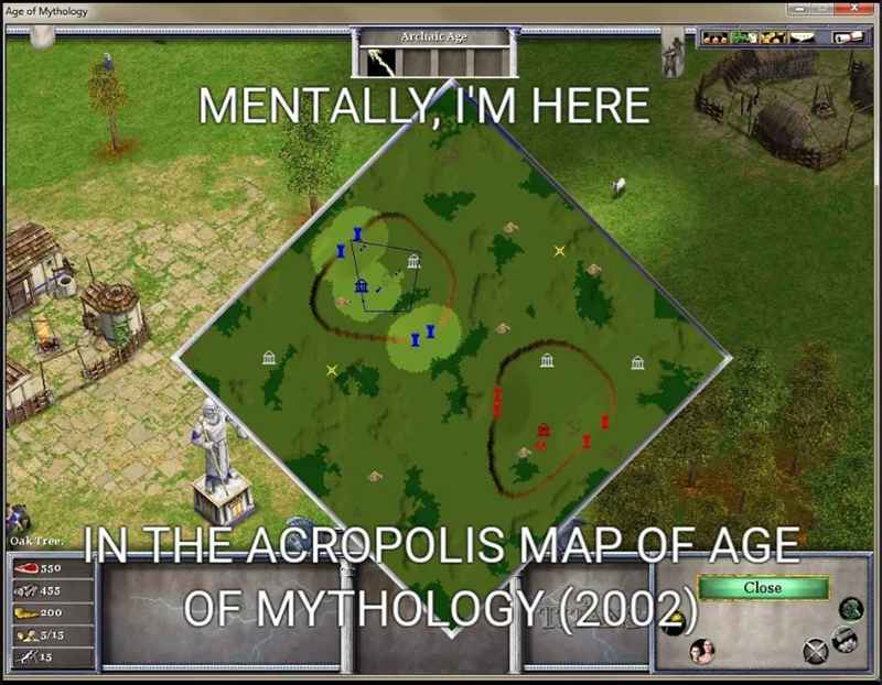 Age of Mythology Archaic Age MENTALLY, I'M HERE I I E ED Oak Tree. 550 455 200 5/15 15 IN THE ACROPOLIS MAP OF AGE OF MYTHOLOGY (2002) Close