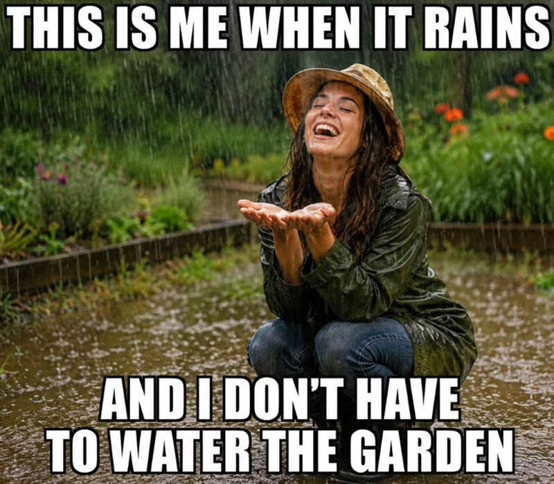 THIS IS ME WHEN IT RAINS AND I DON'T HAVE TO WATER THE GARDEN
