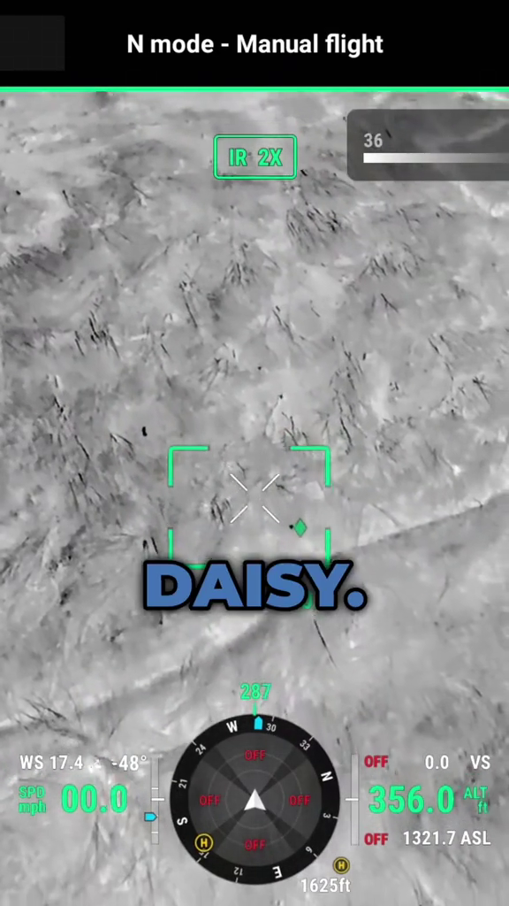N mode - Manual flight WS 17.4 -48° mph 00.0 IR 2X 36 DAISY. -27 S OFF 287 W 30 OFF DEF N 13 OFF 0.0 VS 356.0 AL OFF 1321.7 ASL OFF 21 3 1625ft
