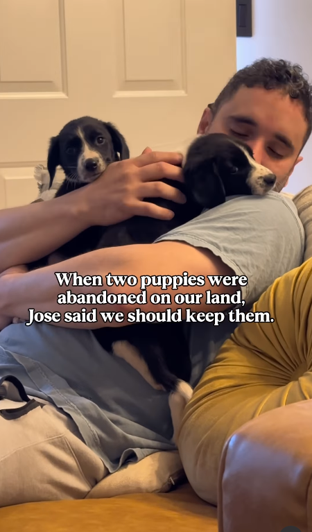 When two puppies were abandoned on our land, Jose said we should keep them.